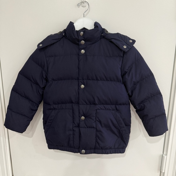 Gap Kids Down Puffer Cold Weather Navy Coat Insulated Fleece Hood Warm Kid S 6-7 - Picture 6 of 15